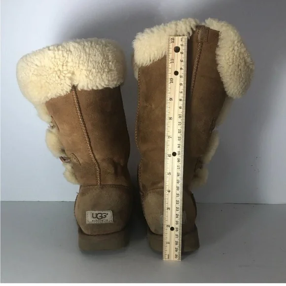 UGG Bailey Boot Women's Size 8 Chestnut Triplet II Sherpa Lined Tall Shoe 1873 - Picture 2 of 12